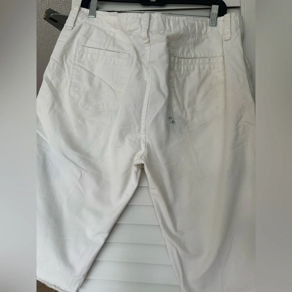 True Religion Off-White Denim Shorts
